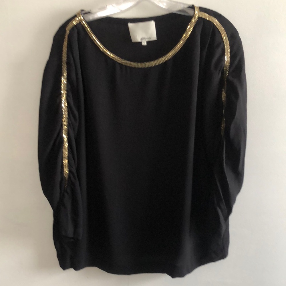 3.1 Phillip Lim Black and Gold Embellished Boxy Blouse